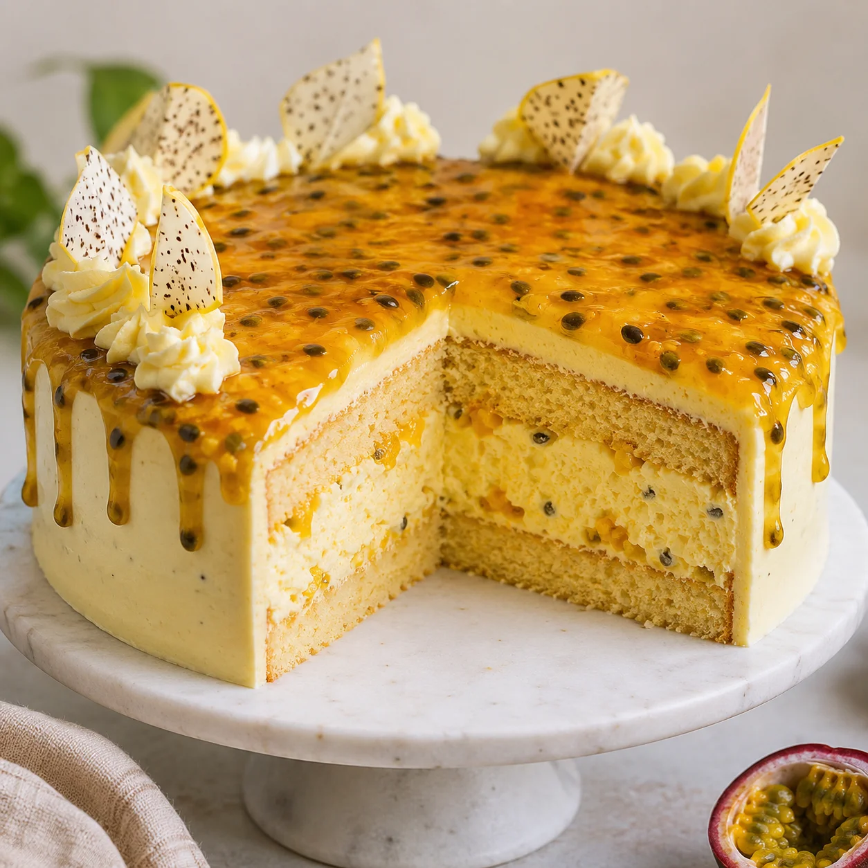 Bolo de Maracujá Recheado com Mousse