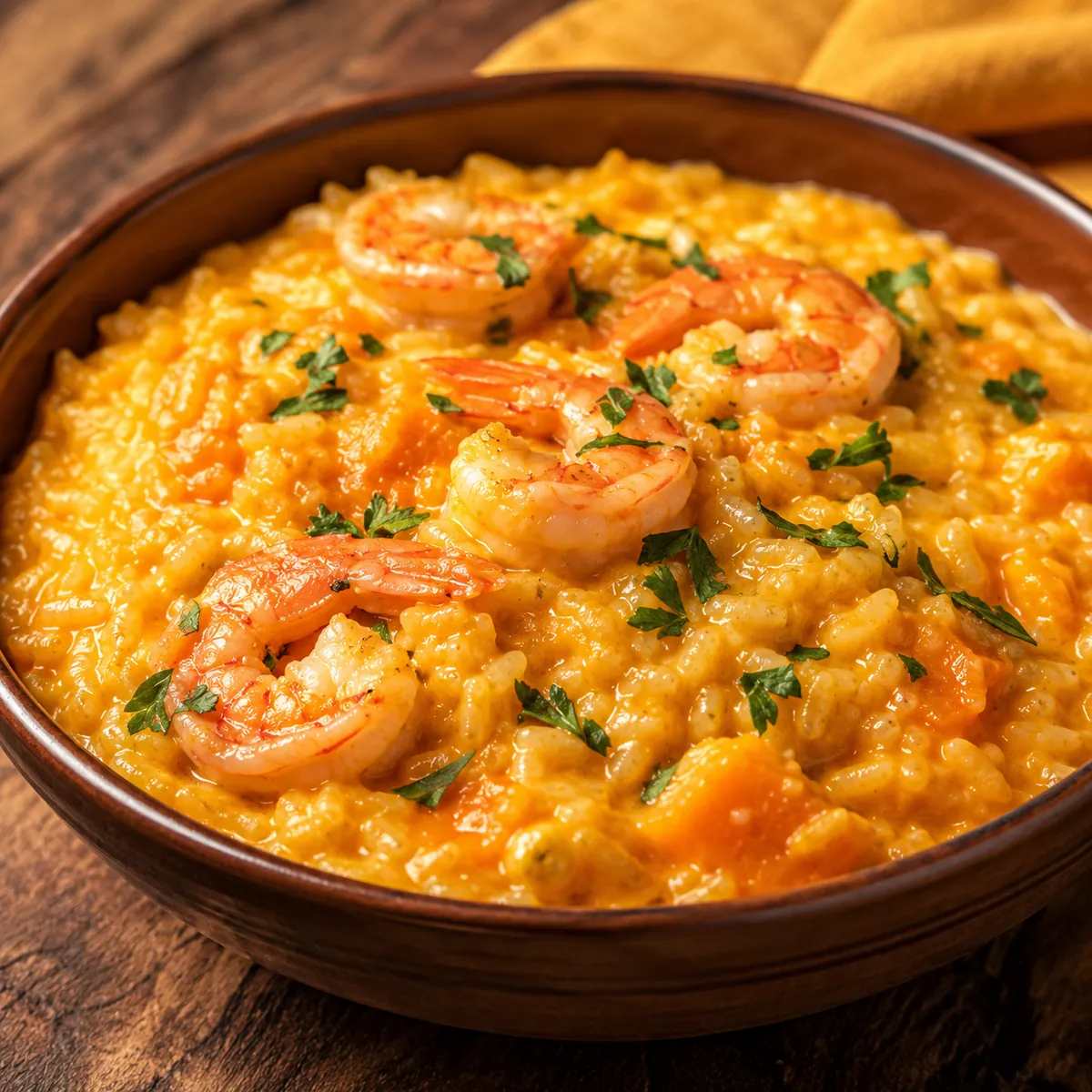 Arroz Cremoso de Abóbora com Camarão