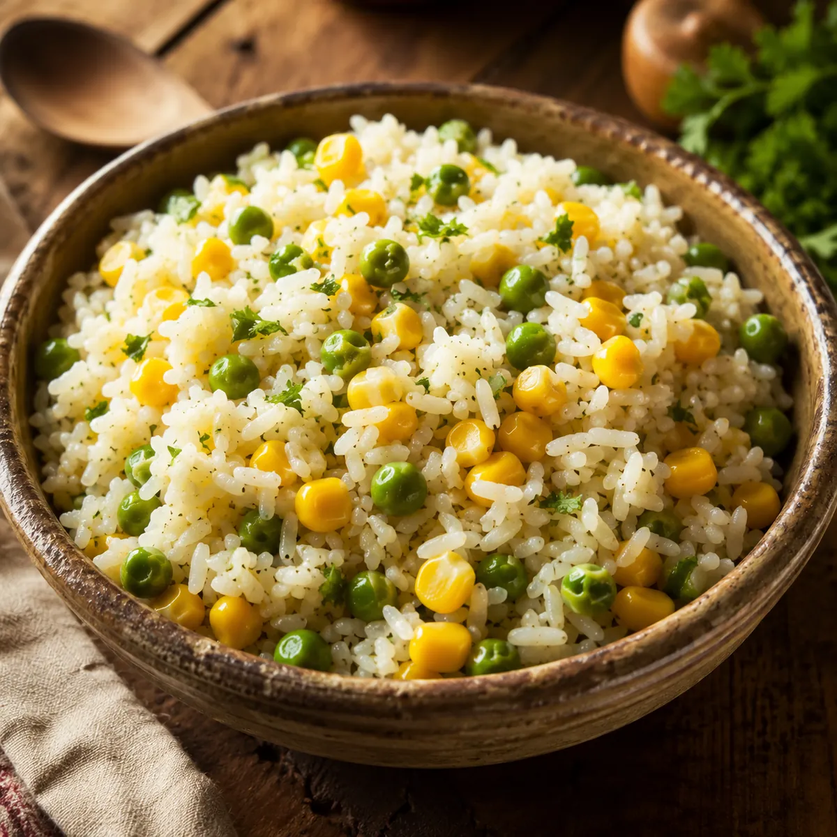Arroz com Milho e Ervilha
