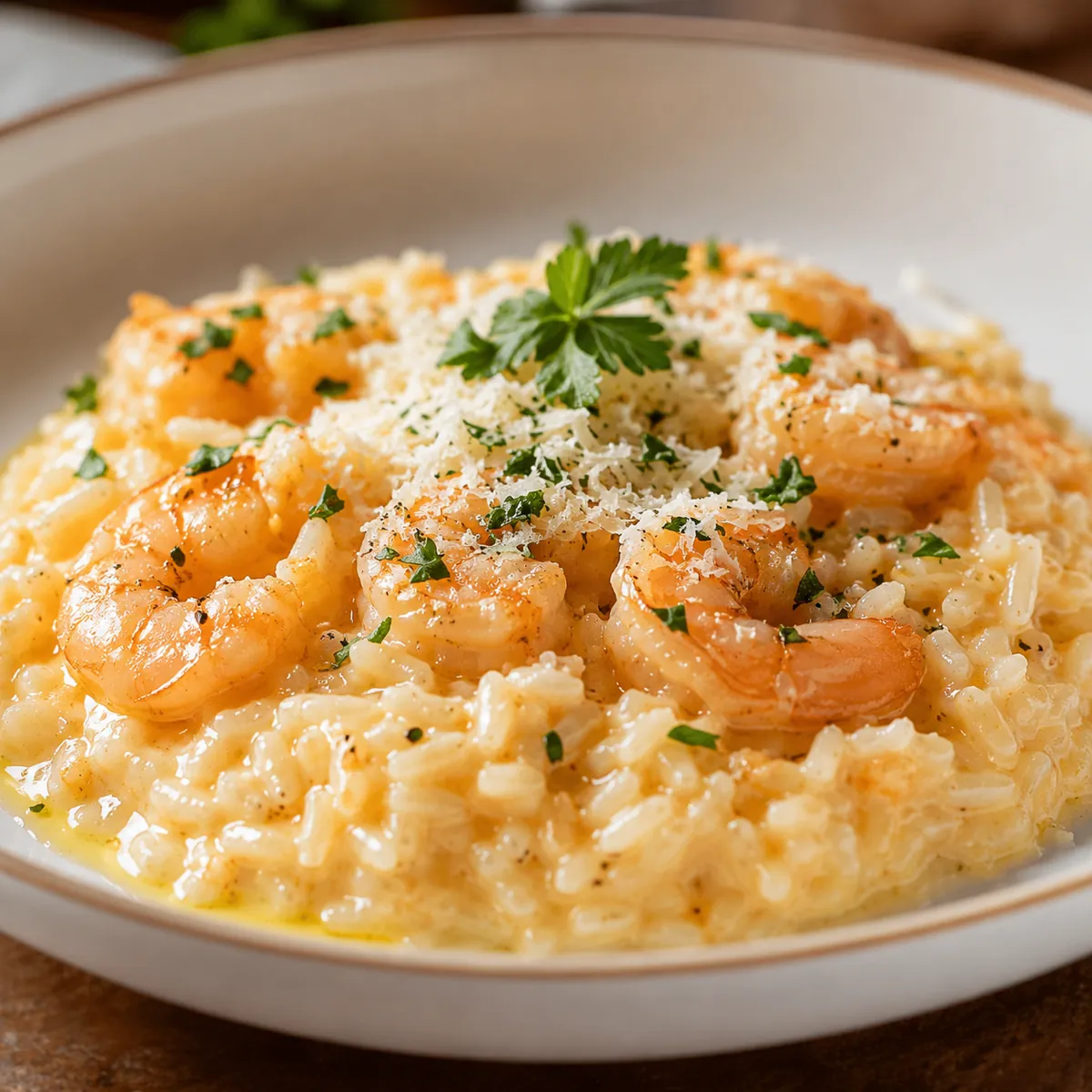 Risoto de Camarão Cremoso com Parmesão