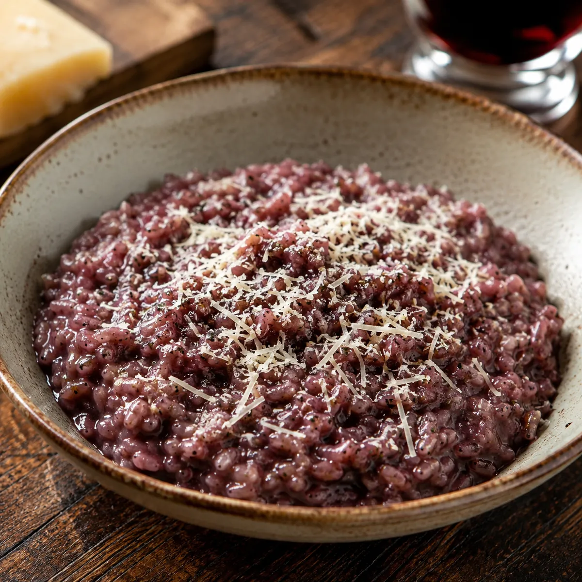 Risoto de Vinho Tinto com Queijo Parmesão