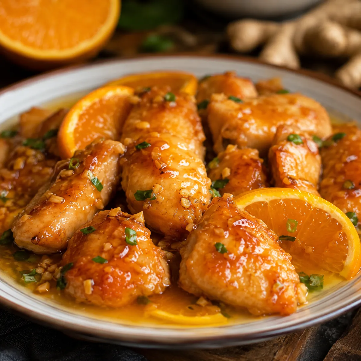 Frango ao Molho de Laranja com Gengibre