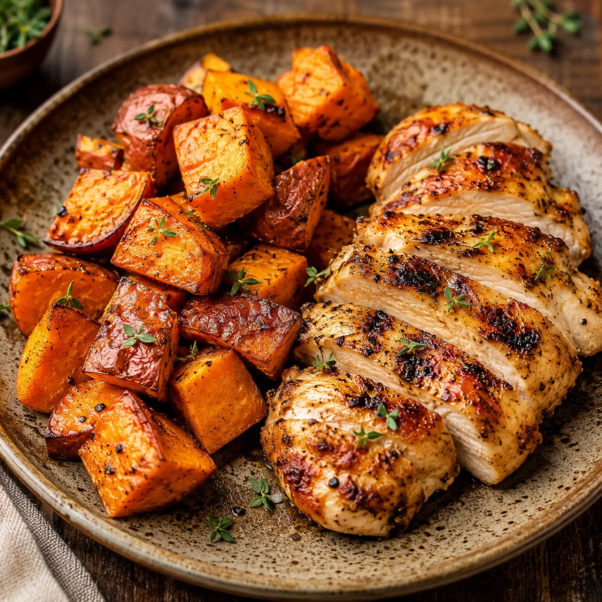 Frango com Batata-Doce Assada