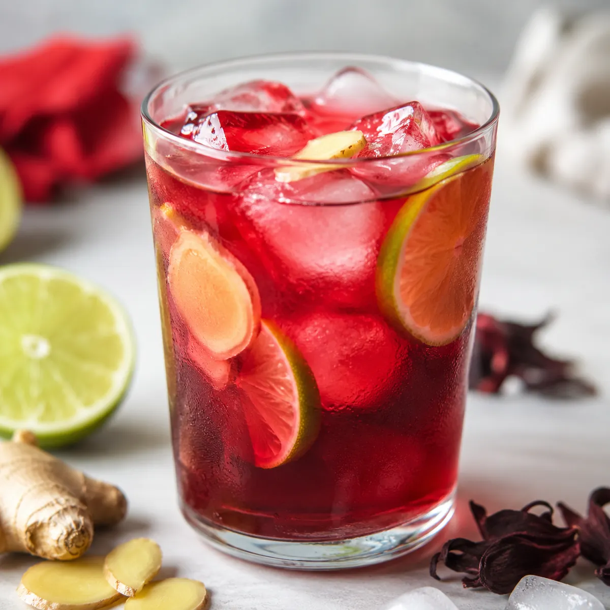 Chá de Hibisco com Gengibre e Limão