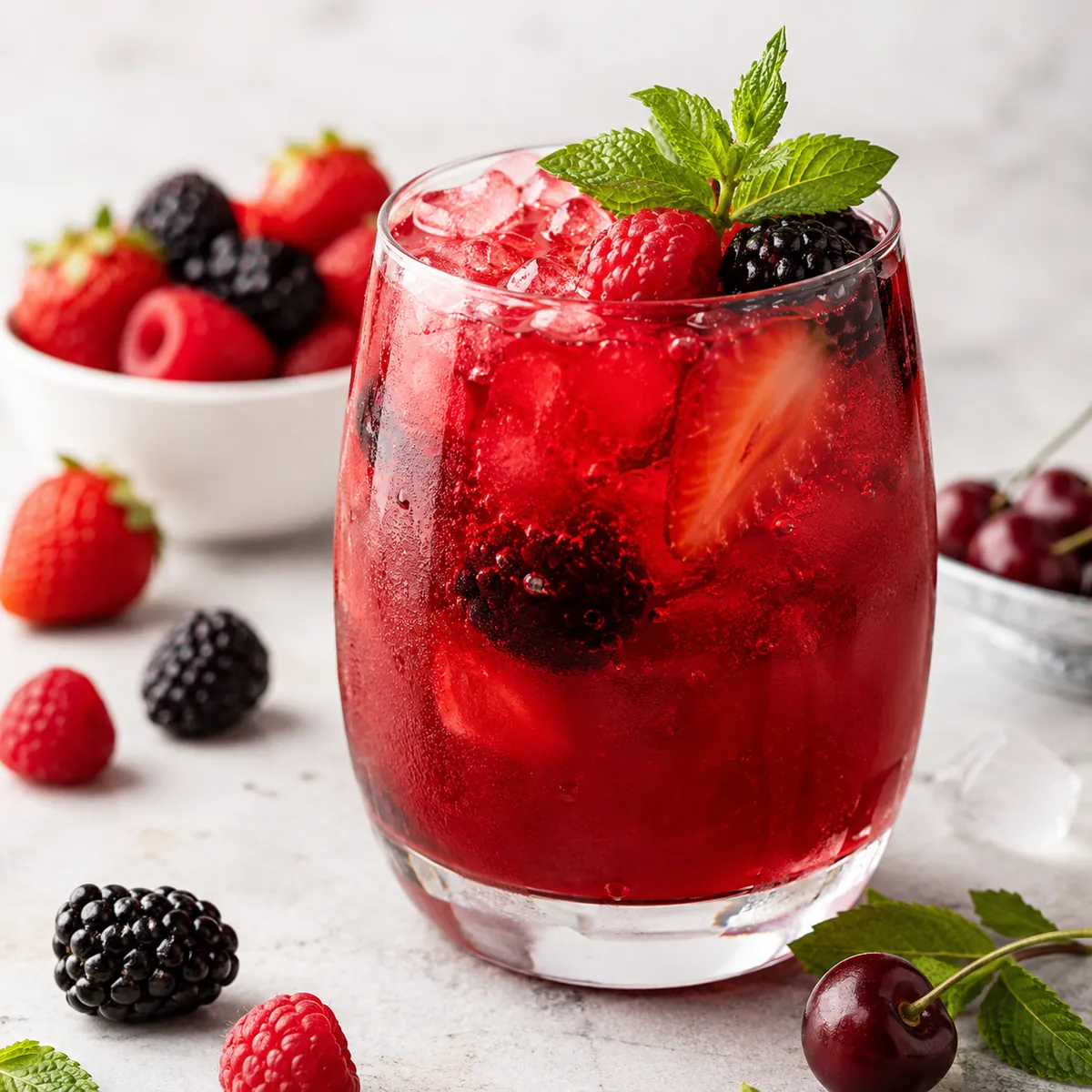 Drink de Frutas Vermelhas sem Álcool