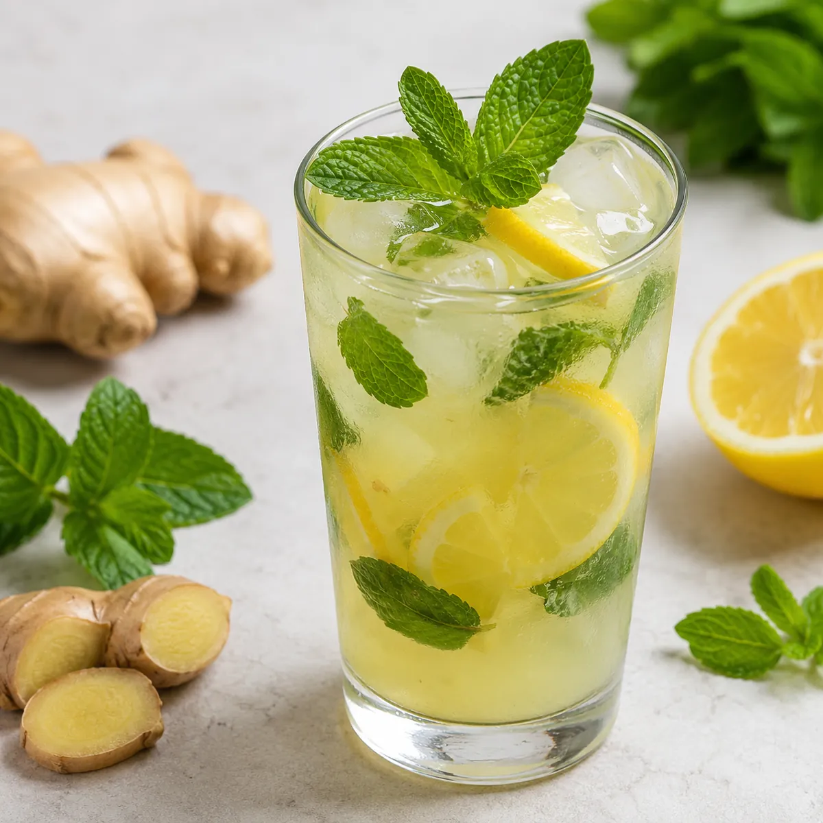 Limonada com Gengibre e Hortelã