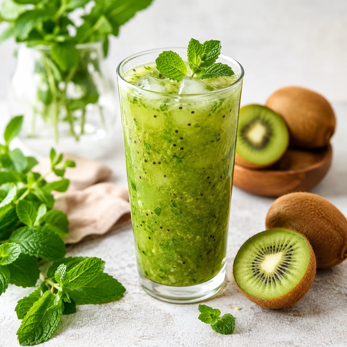 Suco de Kiwi com Hortelã