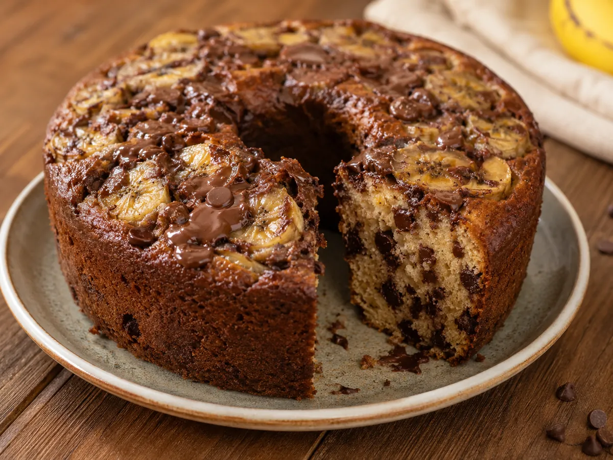 Bolo de Banana com Chocolate