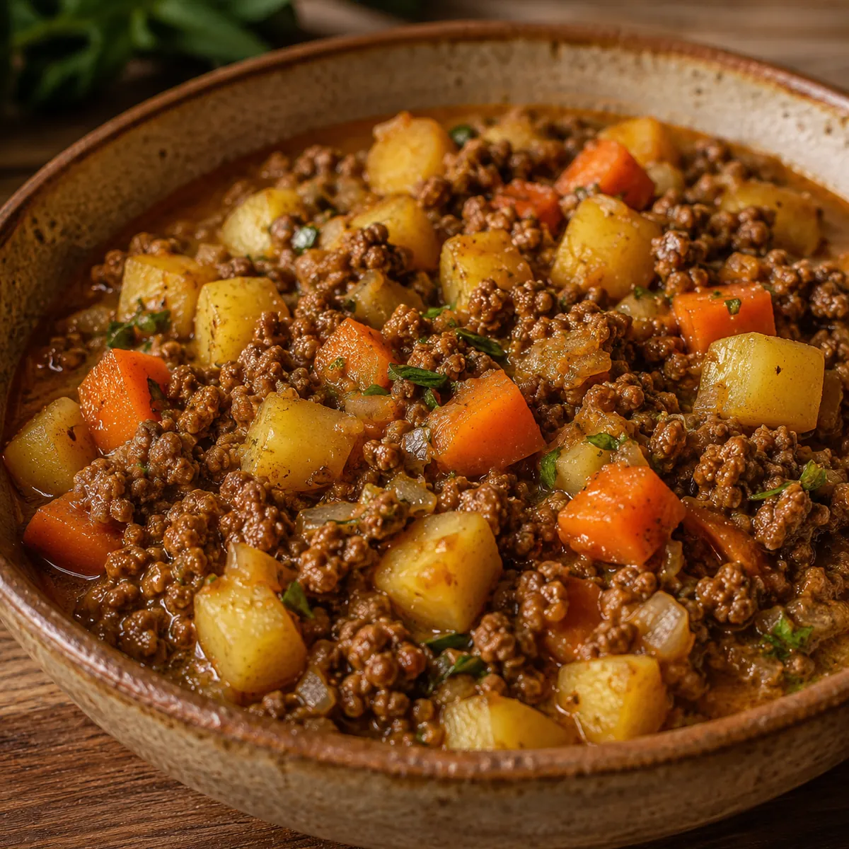 Carne Moída com Batatas e Cenoura