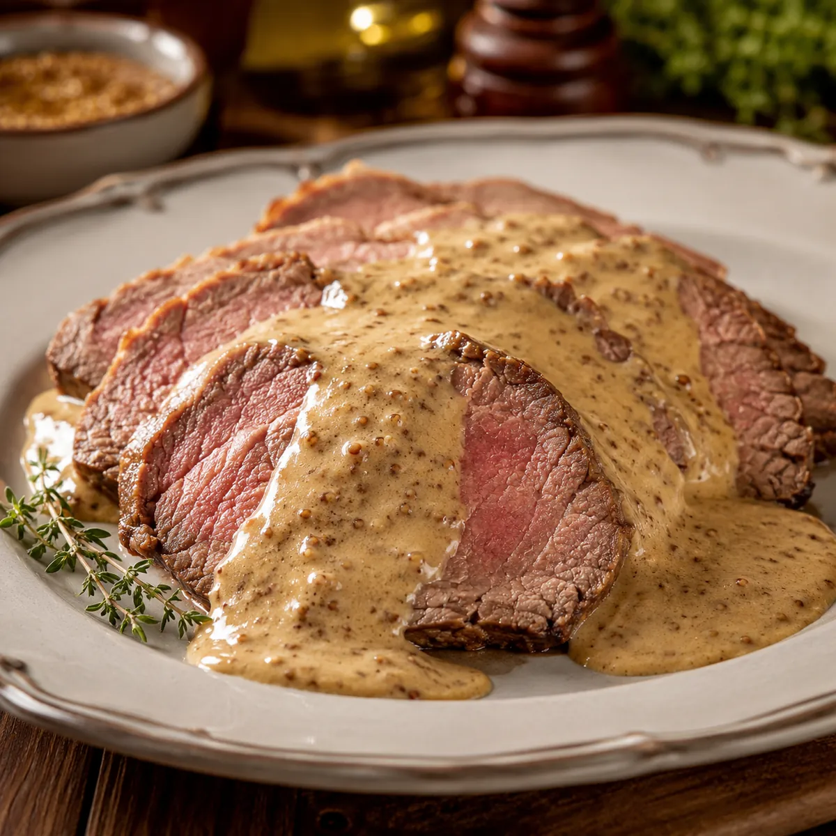 Rosbife ao Molho de Mostarda com Creme de Leite
