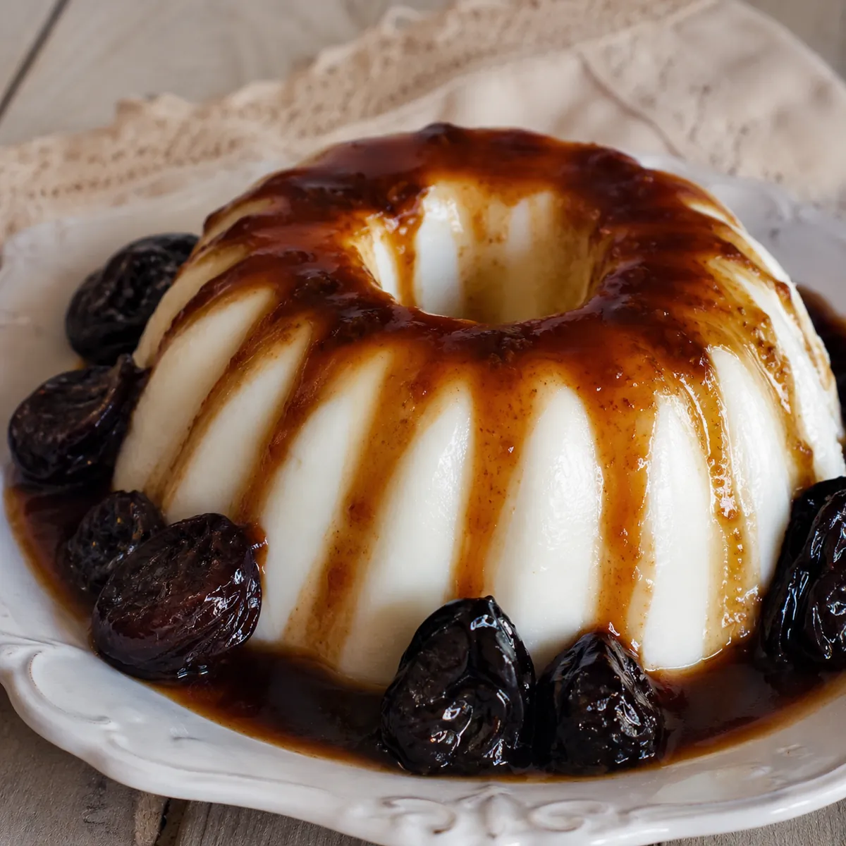 Manjar de Coco com Calda de Ameixa