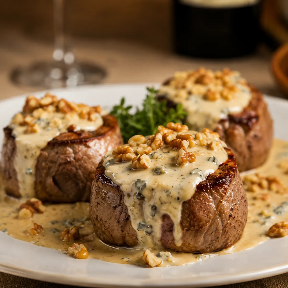 Filé Mignon ao Molho Gorgonzola com Nozes