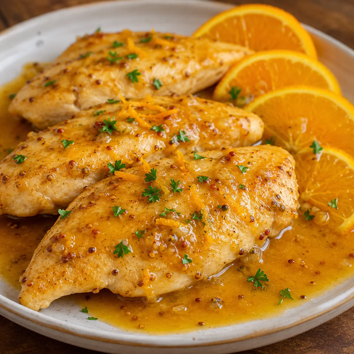 Filé de Frango ao Molho de Laranja com Gengibre e Mostarda
