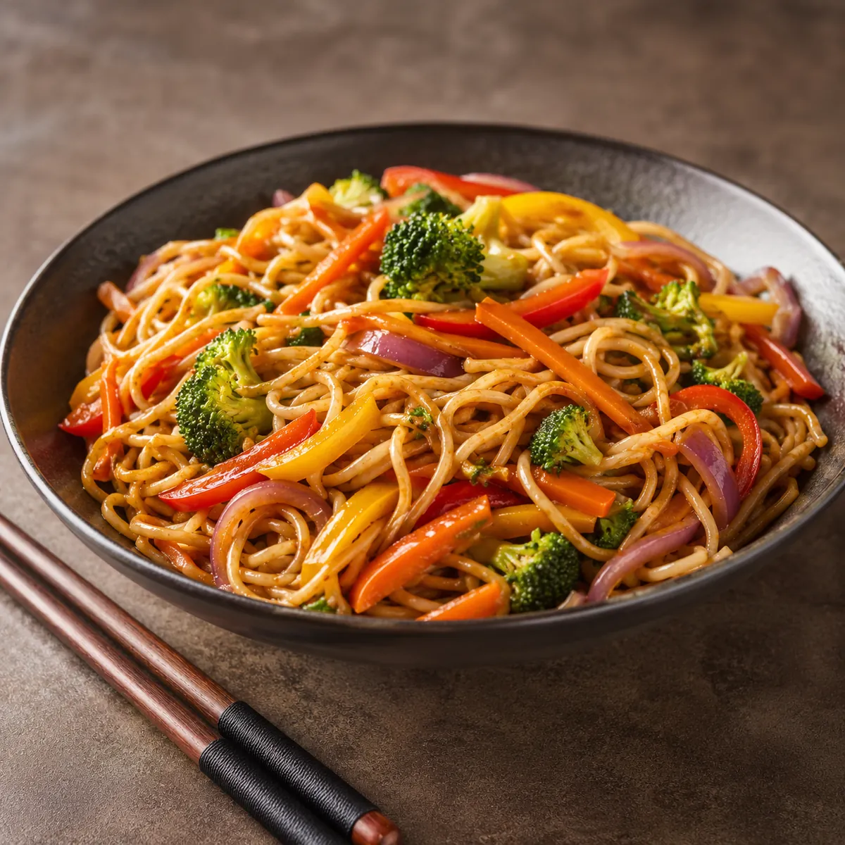 Macarrão Oriental com Legumes