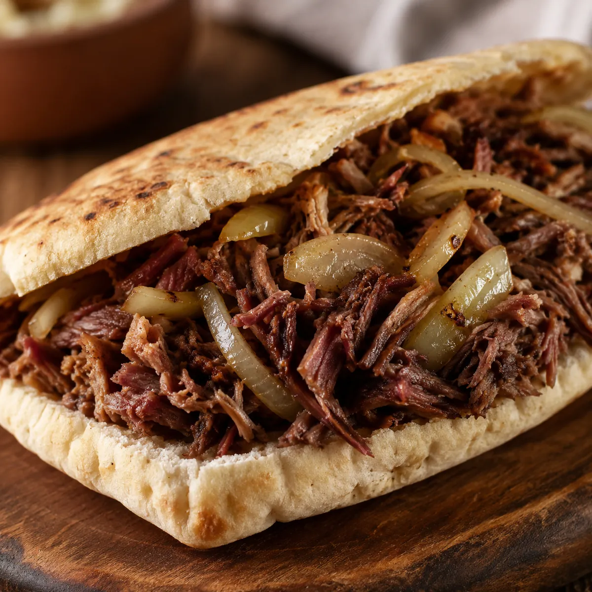 Pão Sírio com Carne de Sol Desfiada