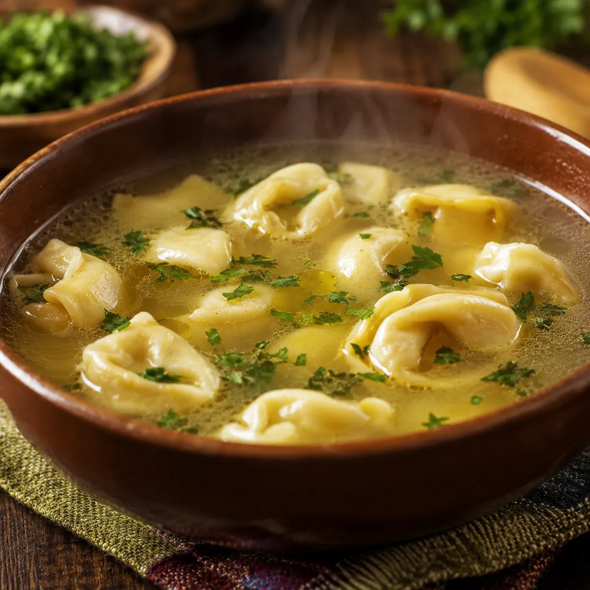 Capeletti em Caldo de Galinha