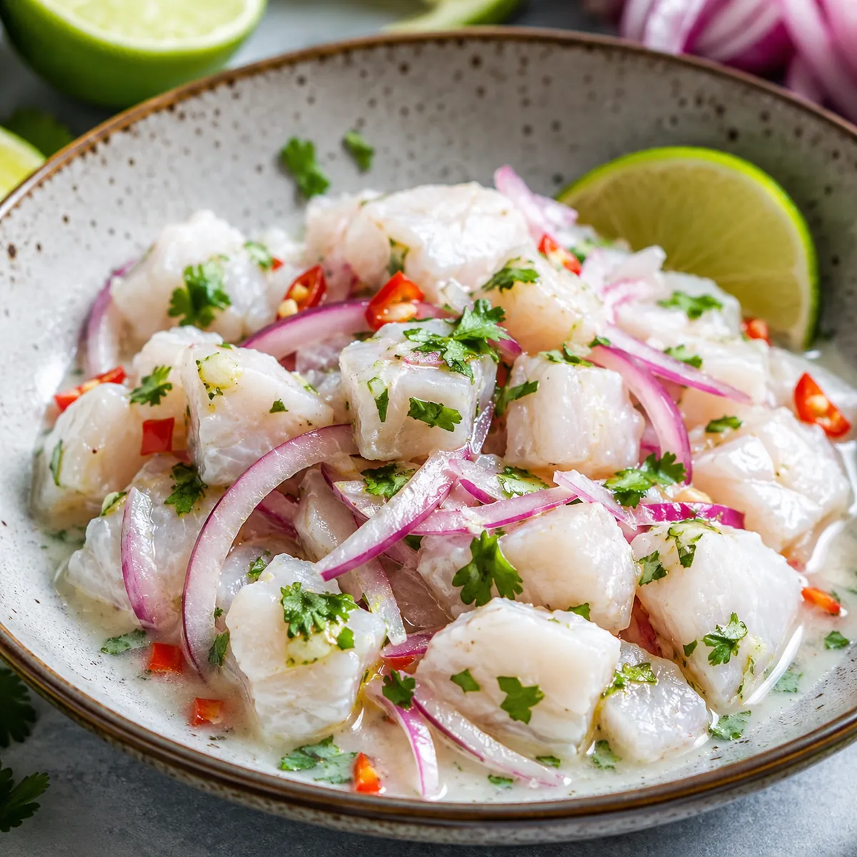 Ceviche de Peixe Branco com Limão