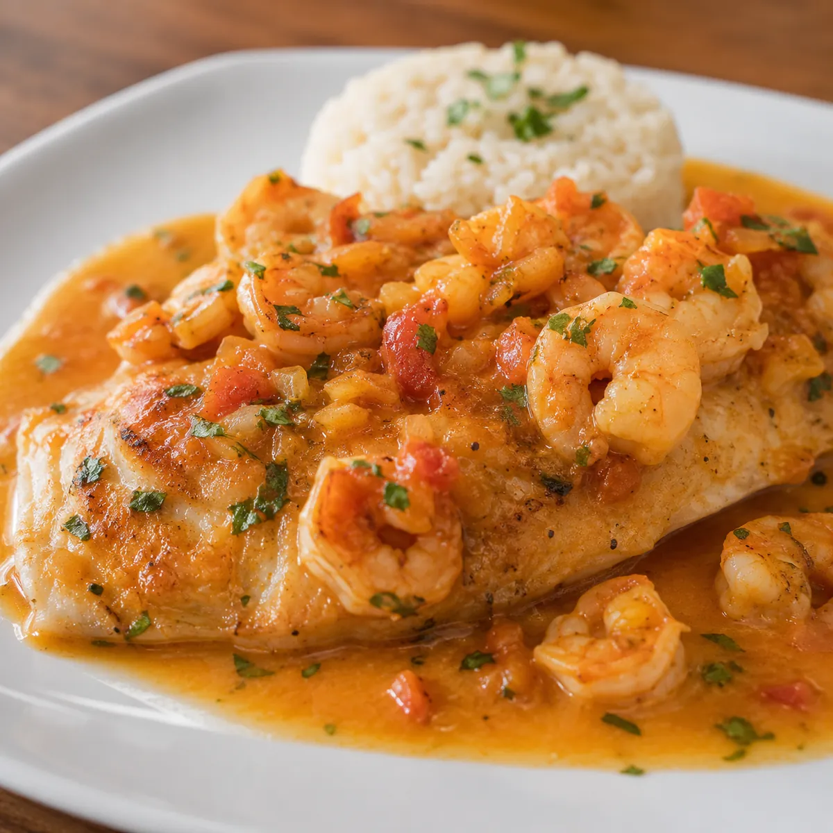 Filé de Peixe ao Molho de Camarão