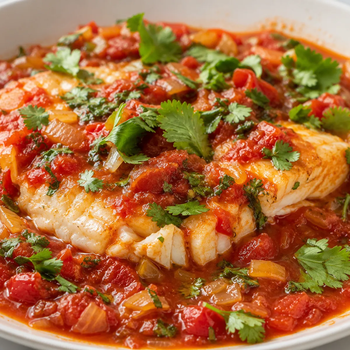 Peixe ao Molho de Tomate e Coentro