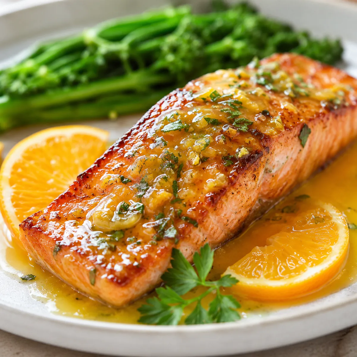 Salmão Grelhado com Molho de Laranja e Gengibre