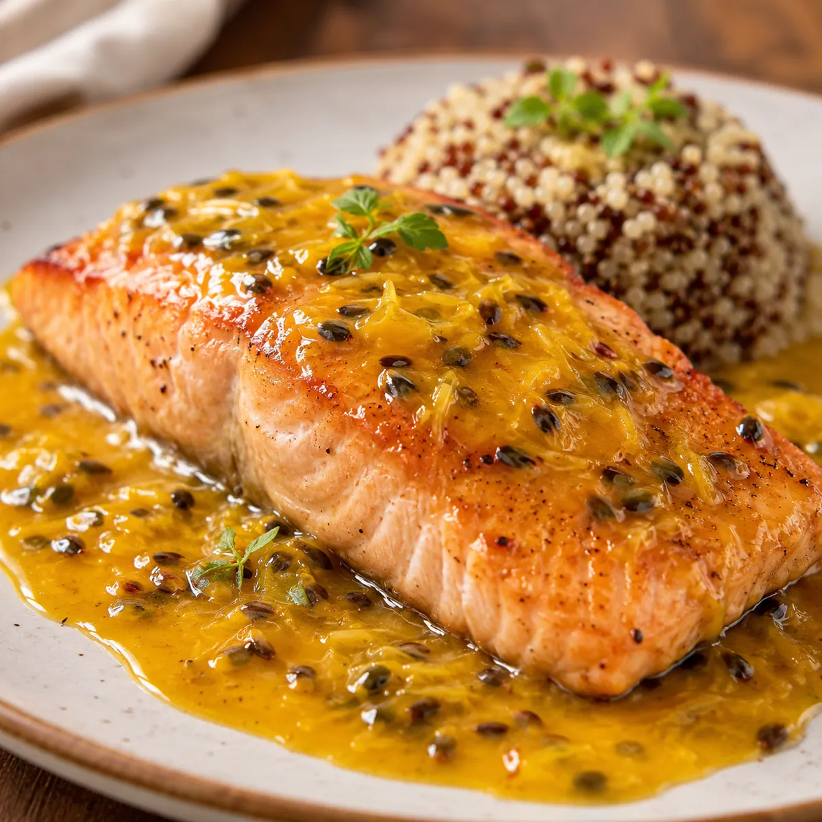Salmão ao Molho de Maracujá e Gengibre