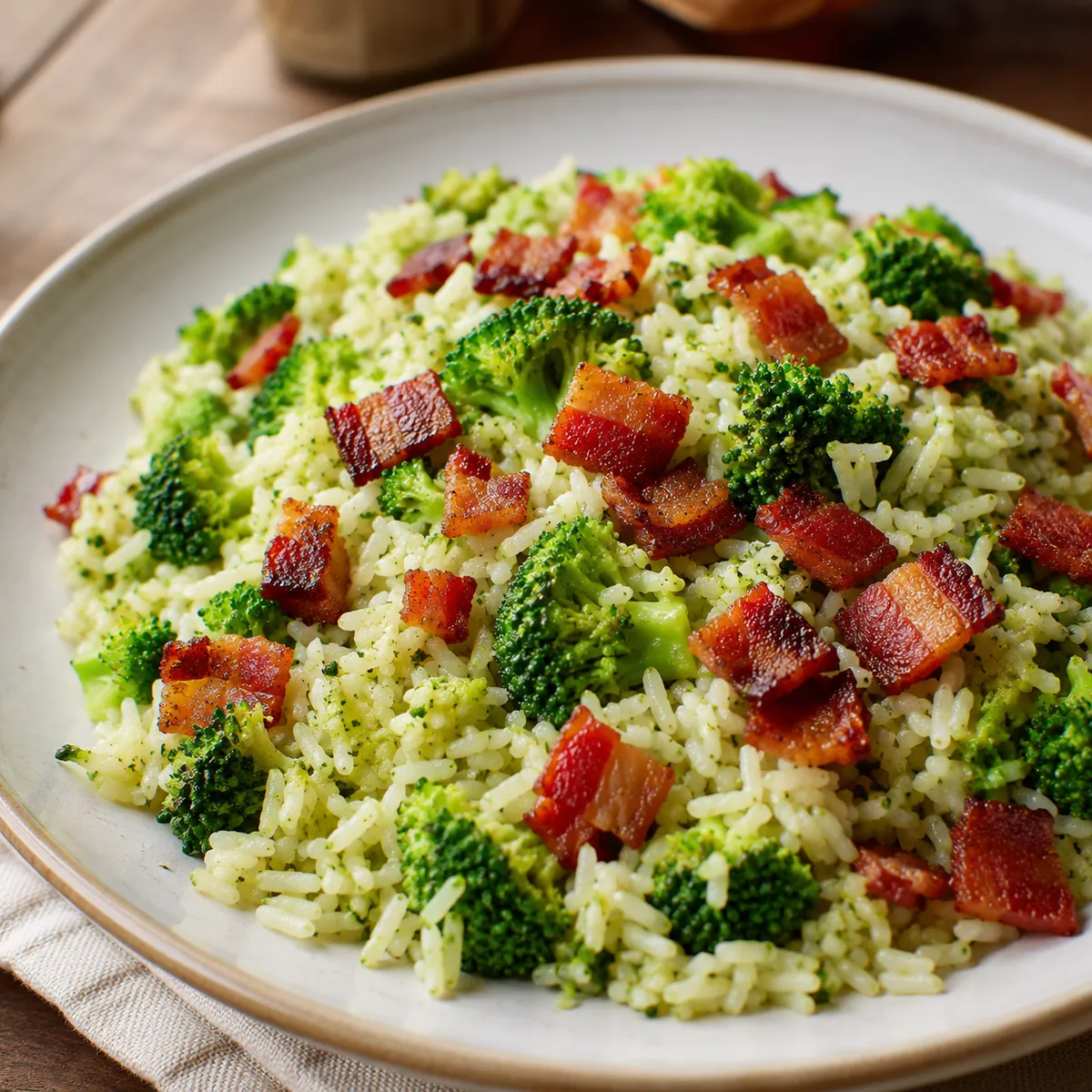Arroz de Brócolis com Bacon Crocante