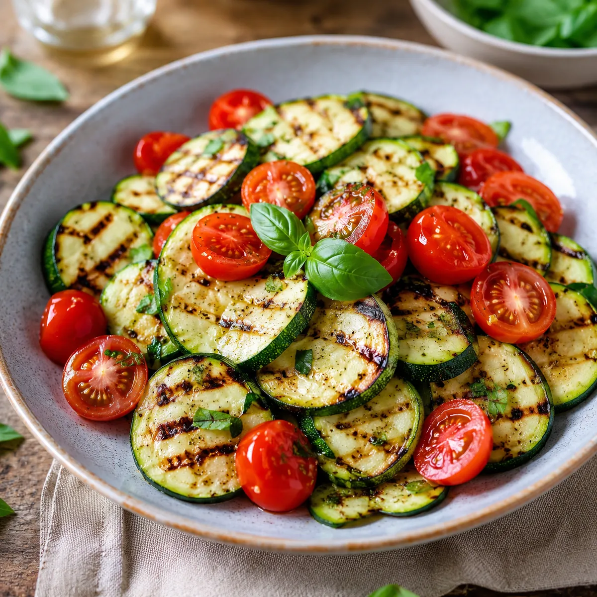 Salada de Abobrinha Grelhada com Tomate Cereja