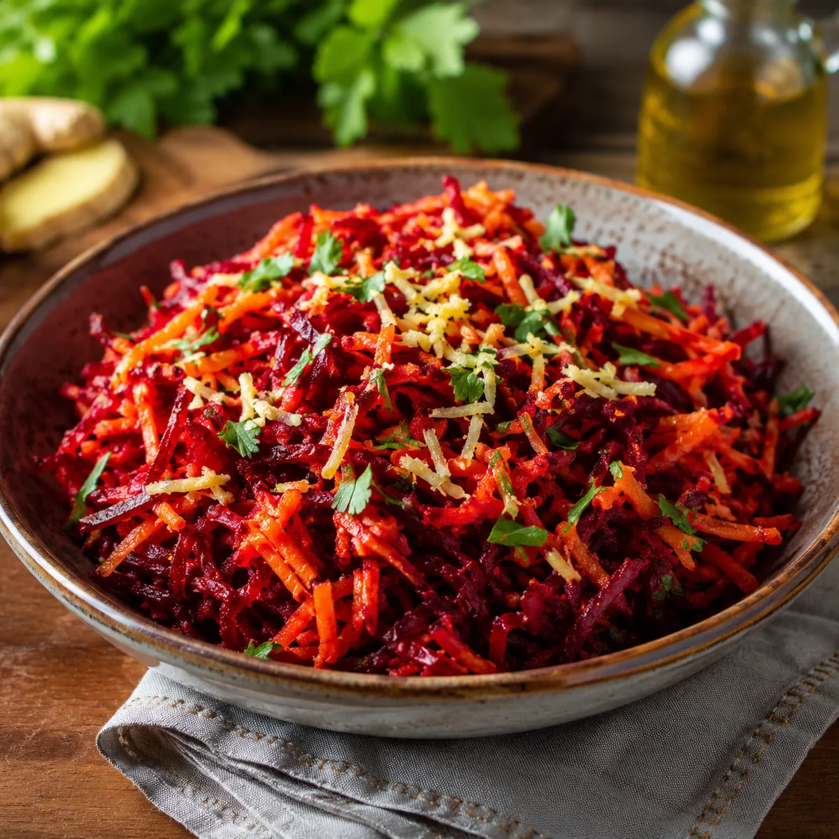 Salada de Beterraba com Cenoura e Gengibre Ralados