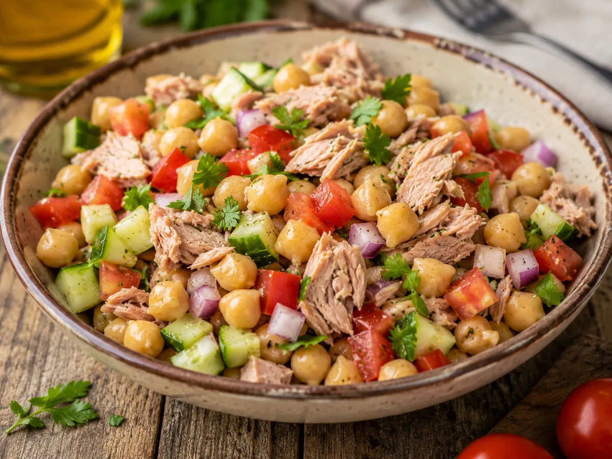 Salada de Grão-de-Bico com Atum