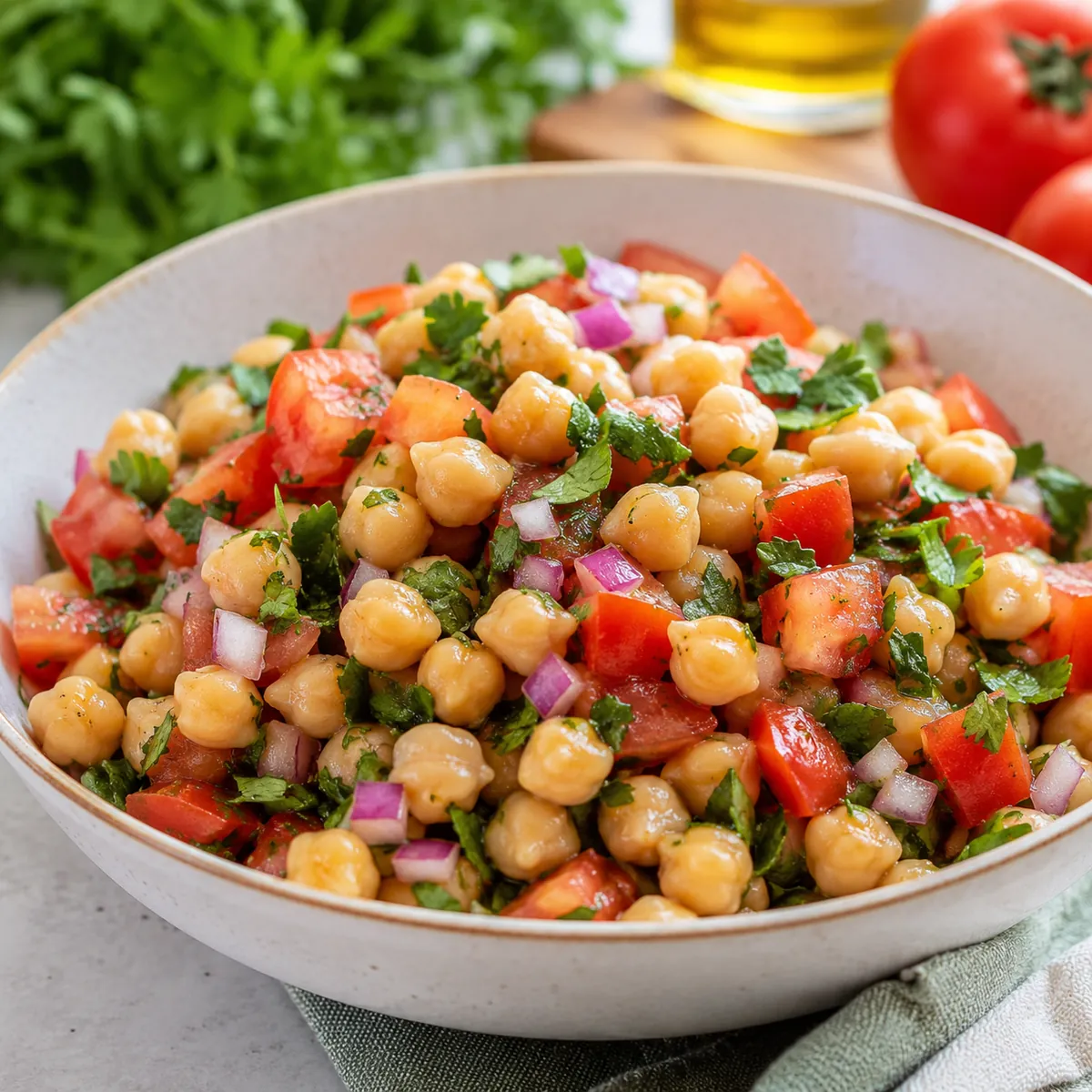 Salada de Grão-de-Bico com Tomate