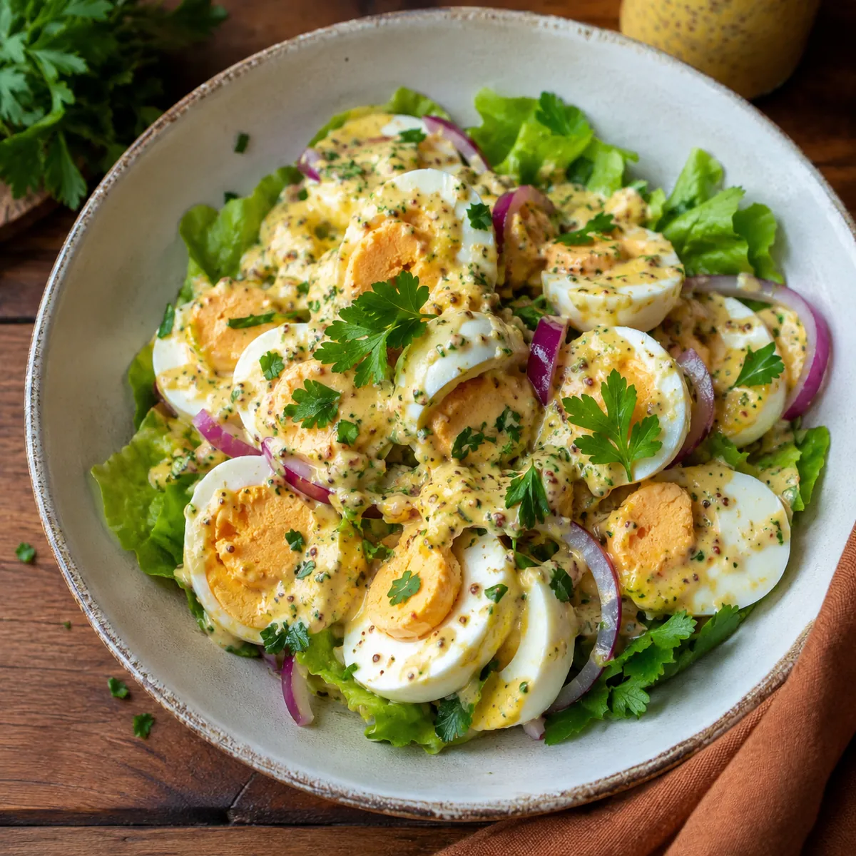 Salada de Ovo Cozido com Mostarda