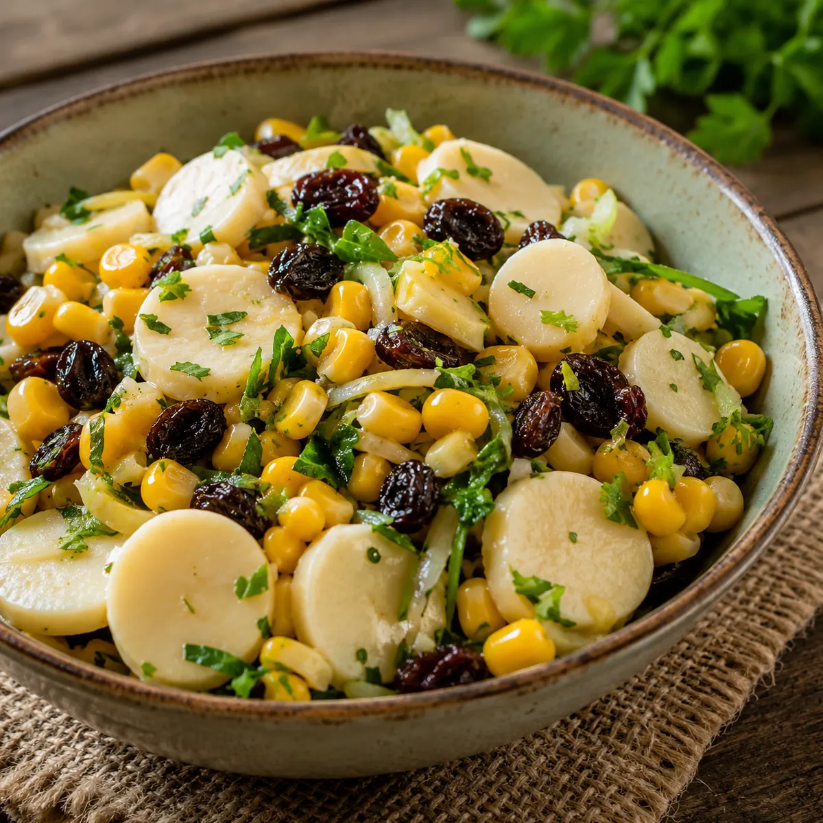 Salada de Palmito com Milho e Passas