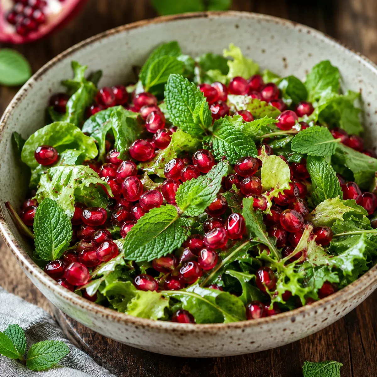 Salada de Romã com Hortelã