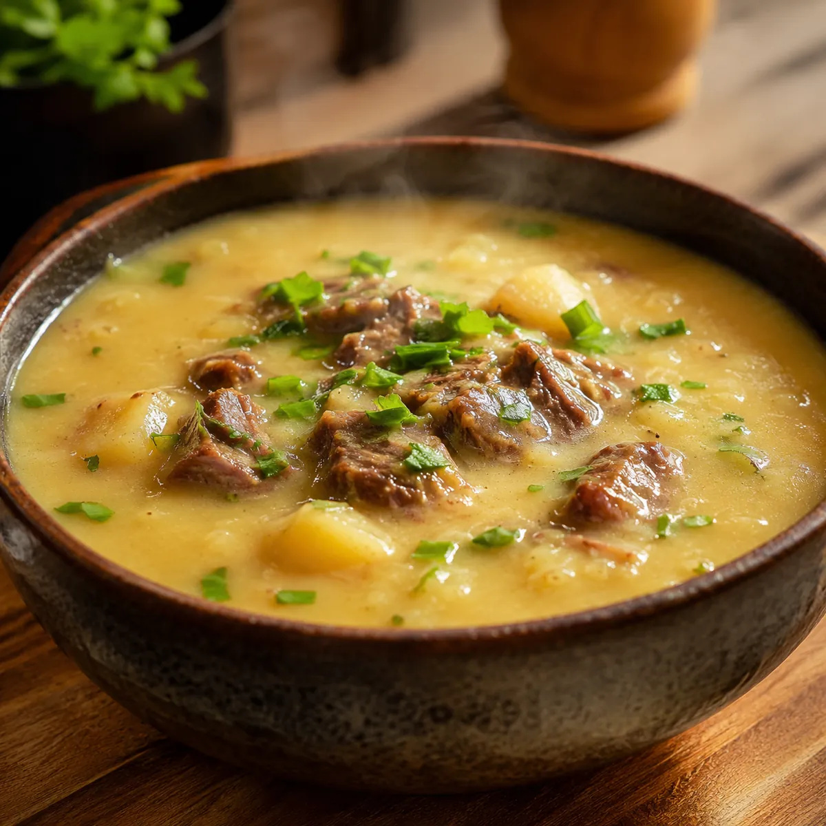 Caldo de Mandioca com Carne