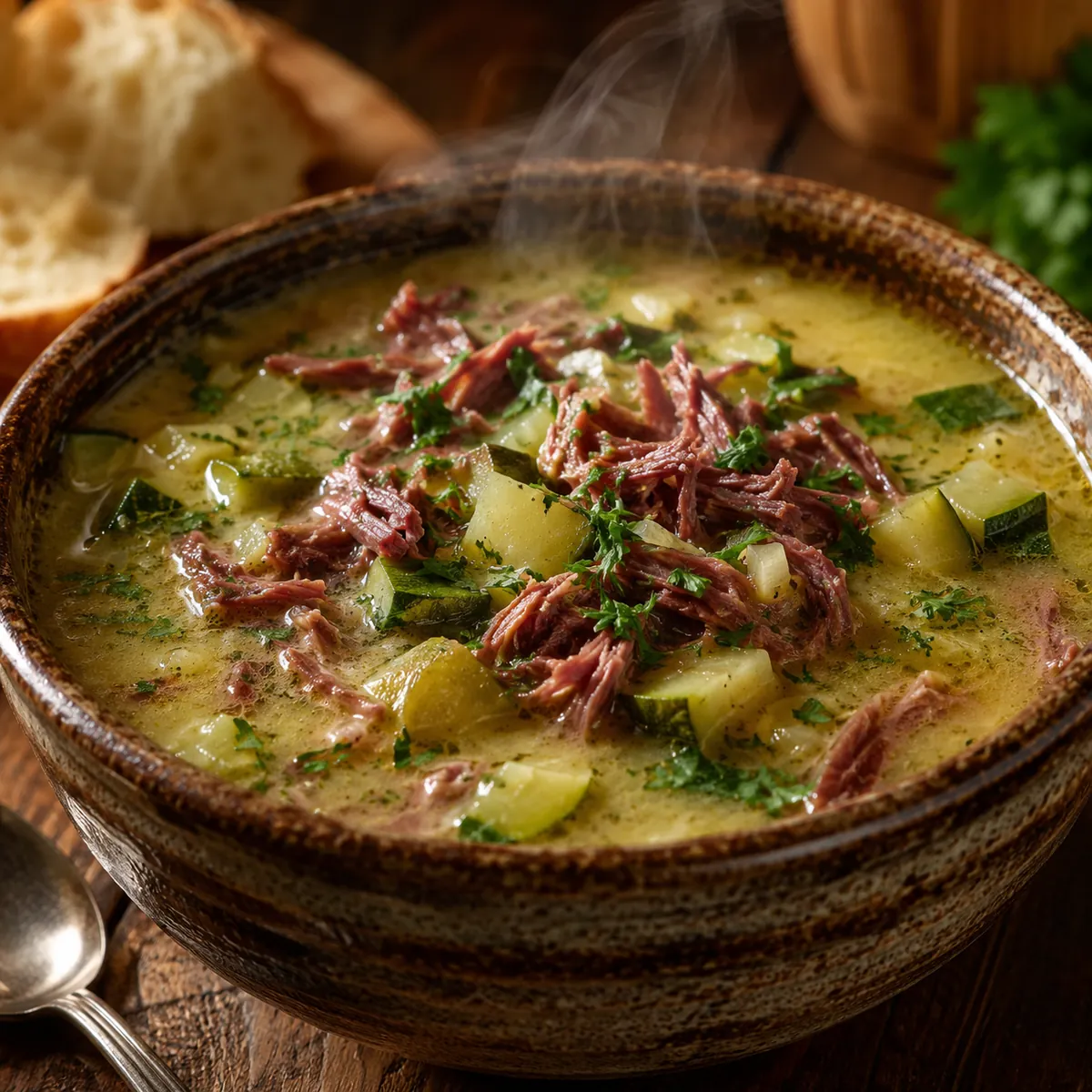 Sopa de Abobrinha com Carne-seca