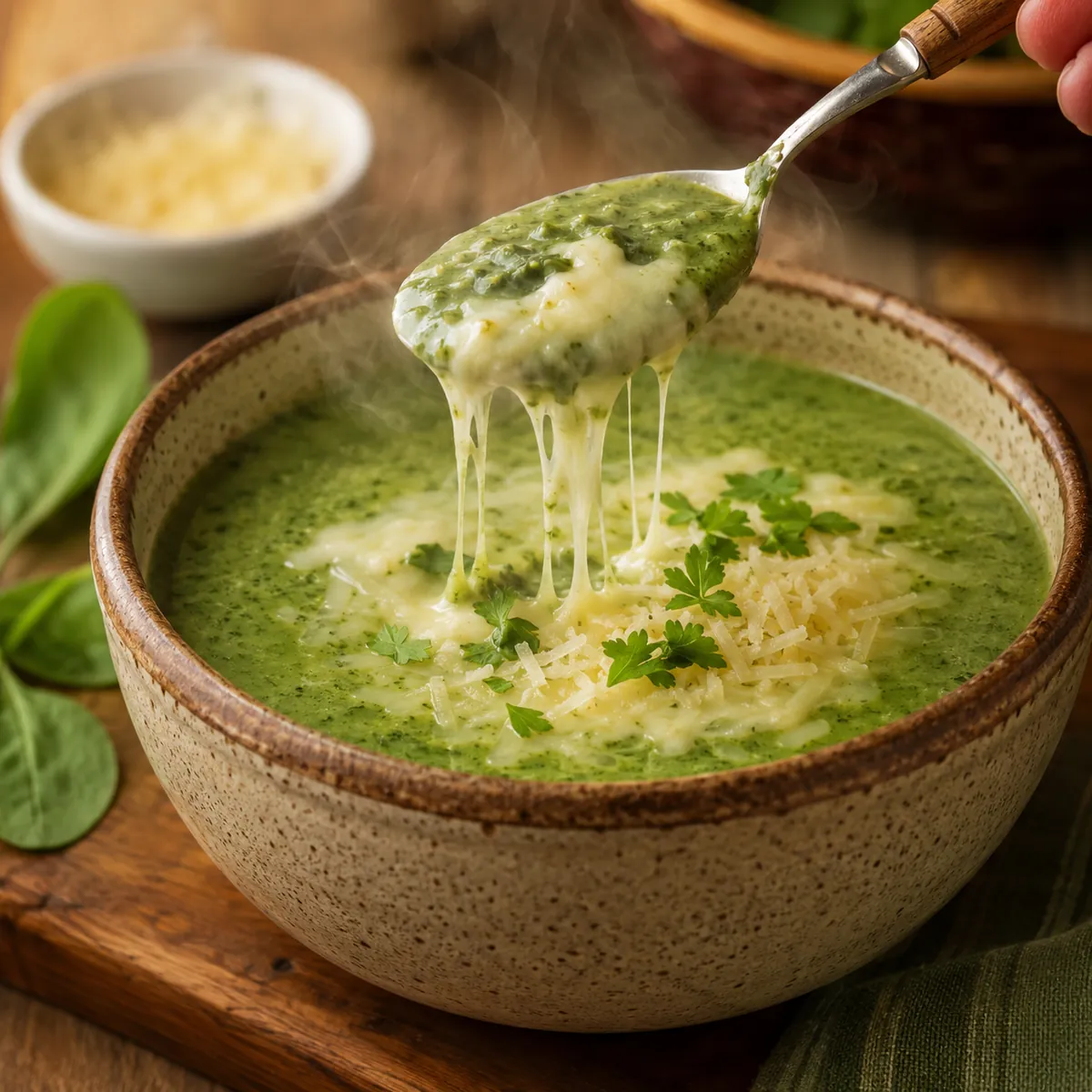 Sopa de Espinafre com Queijo
