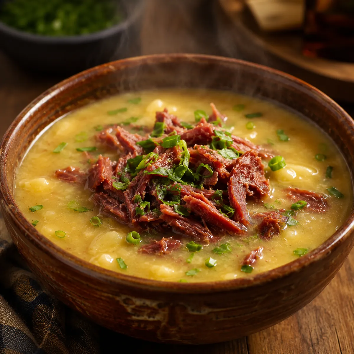 Sopa de Mandioca com Carne-seca