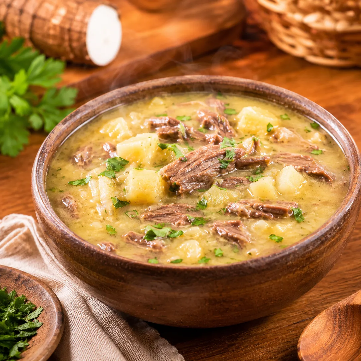 Sopa de Mandioca com Carne